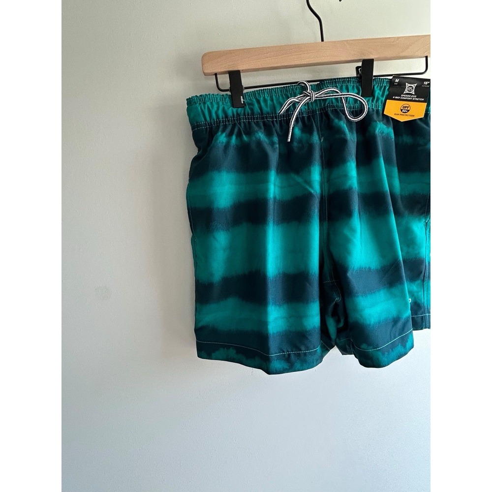 Speedo 16'' Striped Swim Shorts Men's M | Green Striped Swimming Trunks UPF 50+ - Picture 3 of 10